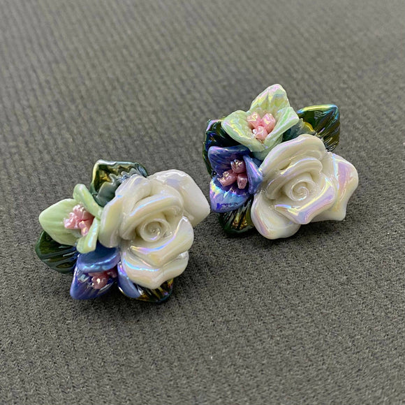 Ceramic Flower Stud Earrings