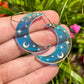 Iridescent Acrylic Celestial Moon Hoops