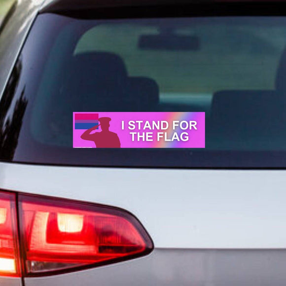 I stand for the (bisexual) flag Bumper Sticker