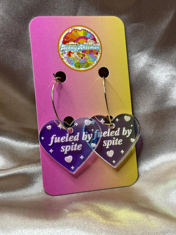 Fueled By Spite Iridescent Heart Hoop Earrings - 0