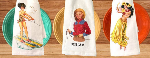 Wendy Waterskis Retro Flour Sack Tea Towel