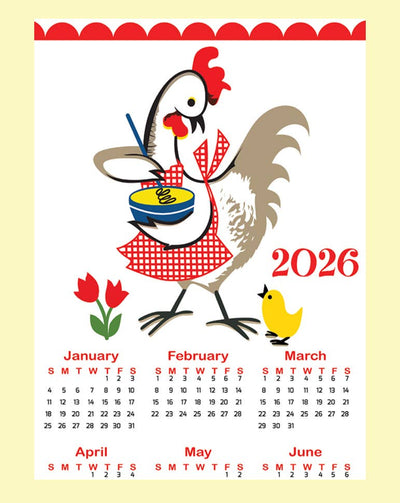2026 Kitchen Chicken Calendar Tea Towel - 0