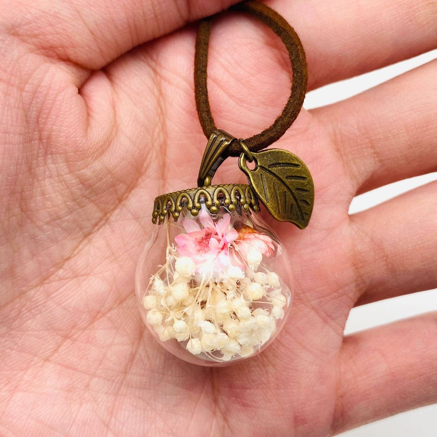 Baby's Breath Glass Ball Necklace