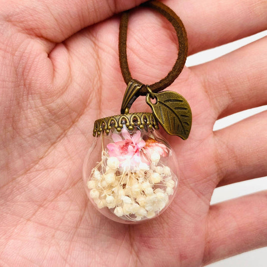 Baby's Breath Glass Ball Necklace