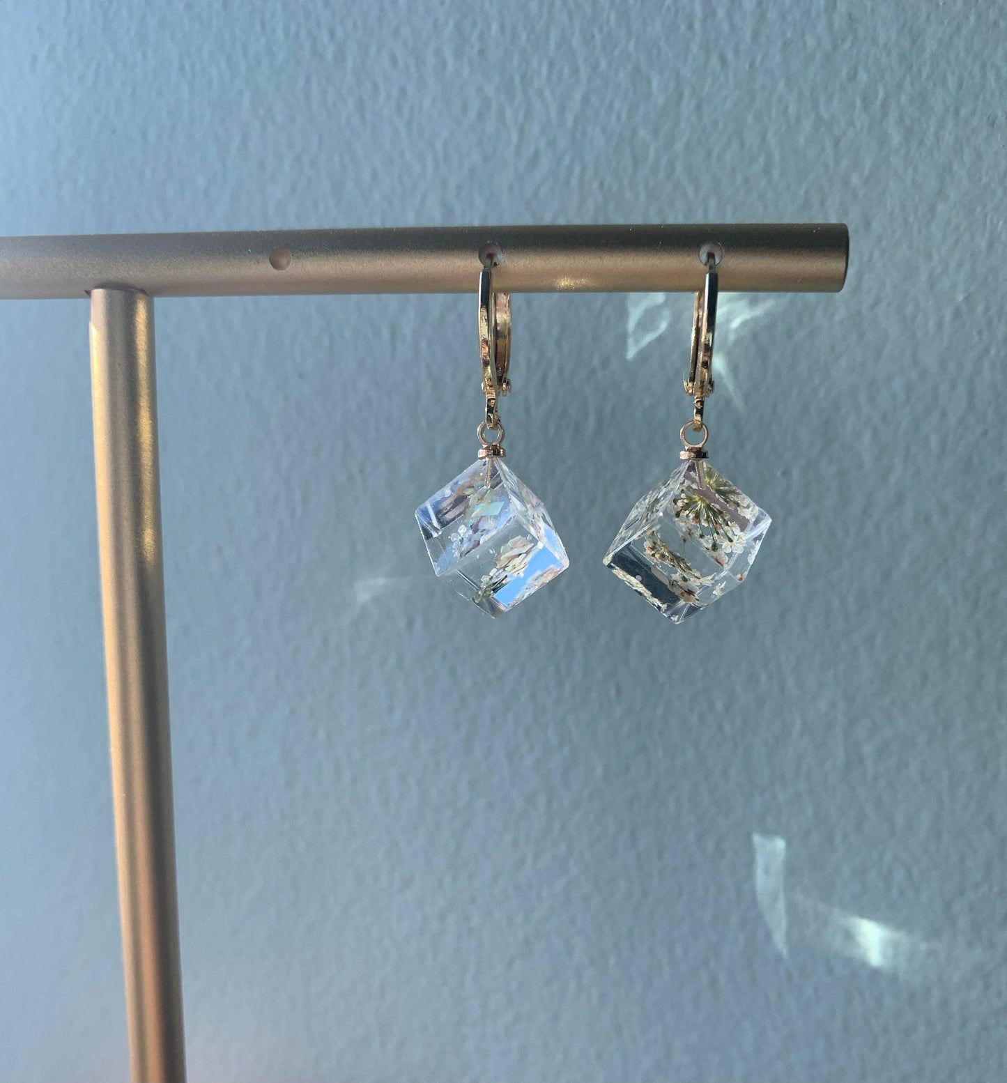 Preserved Dandelion Cube Earrings