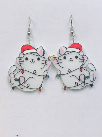 Cat Christmas Lights Earrings