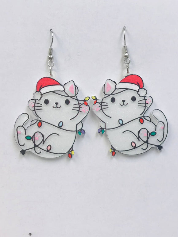 Cat Christmas Lights Earrings