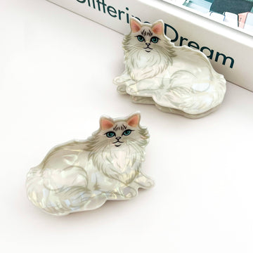 White Cat Claw Clip - 0