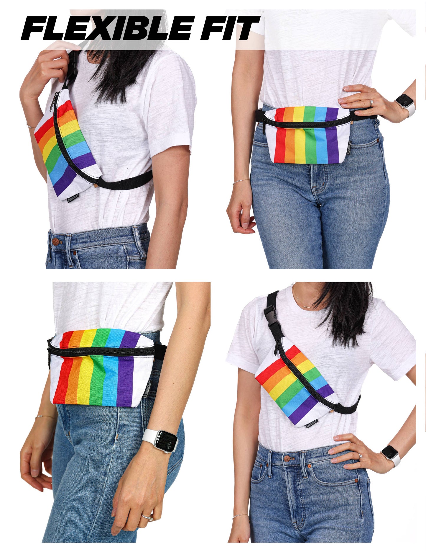 Rainbow Stripe Slim Fanny Pack