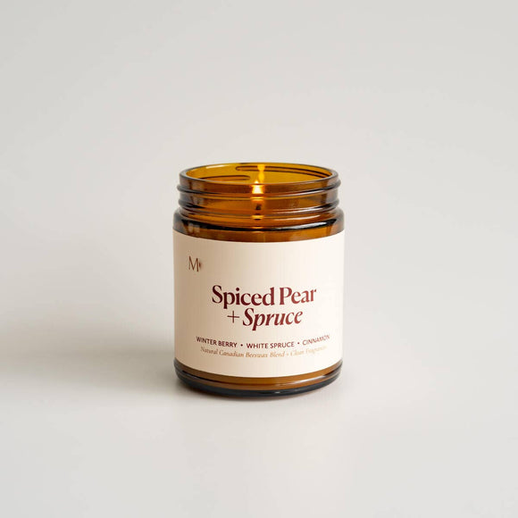 Spiced Pear + Spruce Beeswax Candle