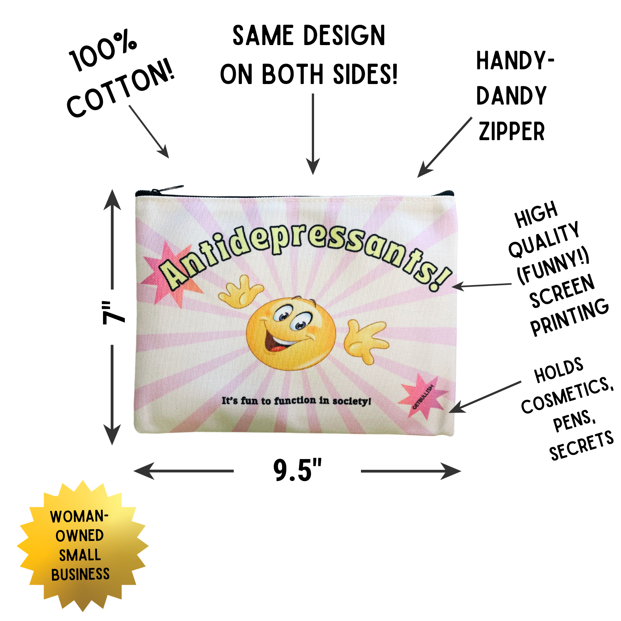 Antidepressants! Canvas Zipper Pouch - 0