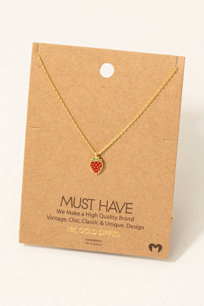 Dainty Strawberry Pendant Necklace