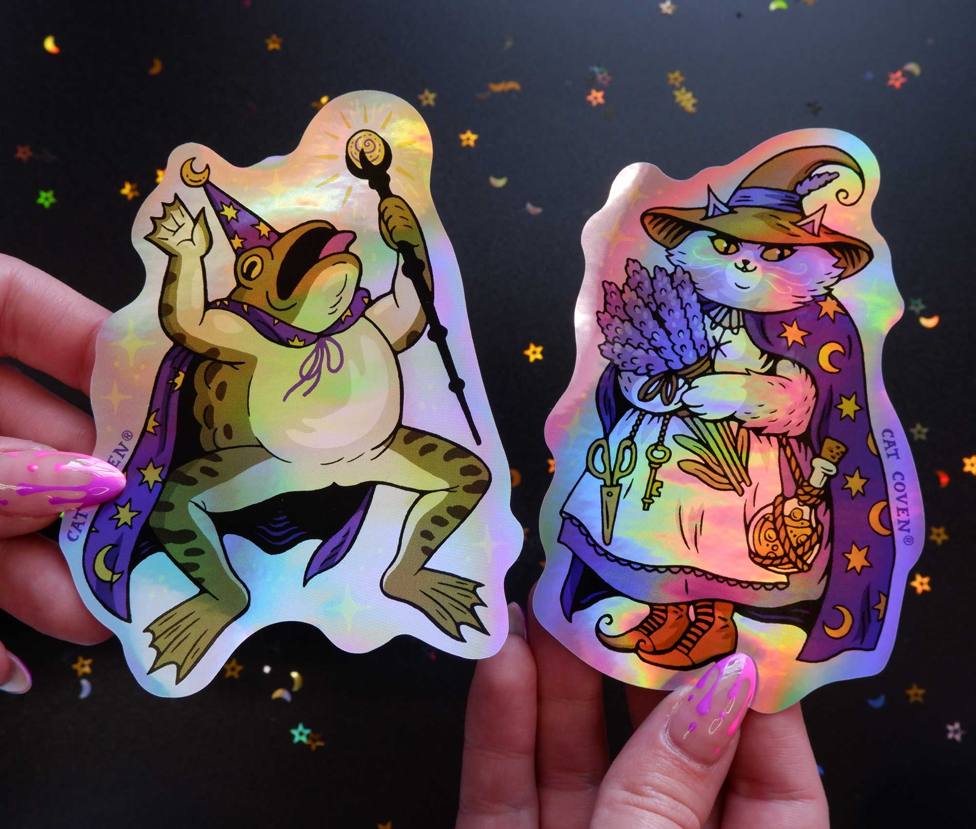 Lavender Cat Witch Sticker