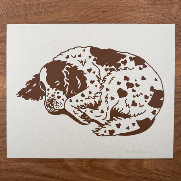Spaniel Hearts Silkscreen Print