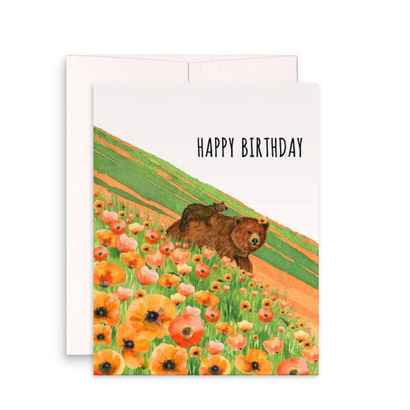 Poppies Bears Birthday Card