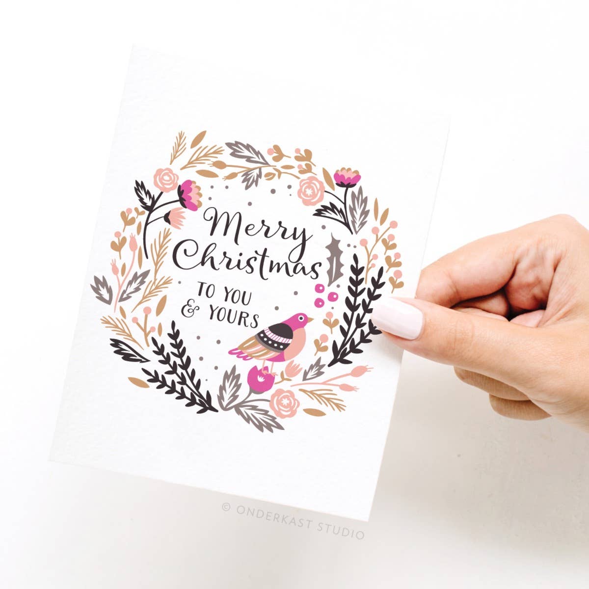 Christmas Floral Wreath Greeting Card