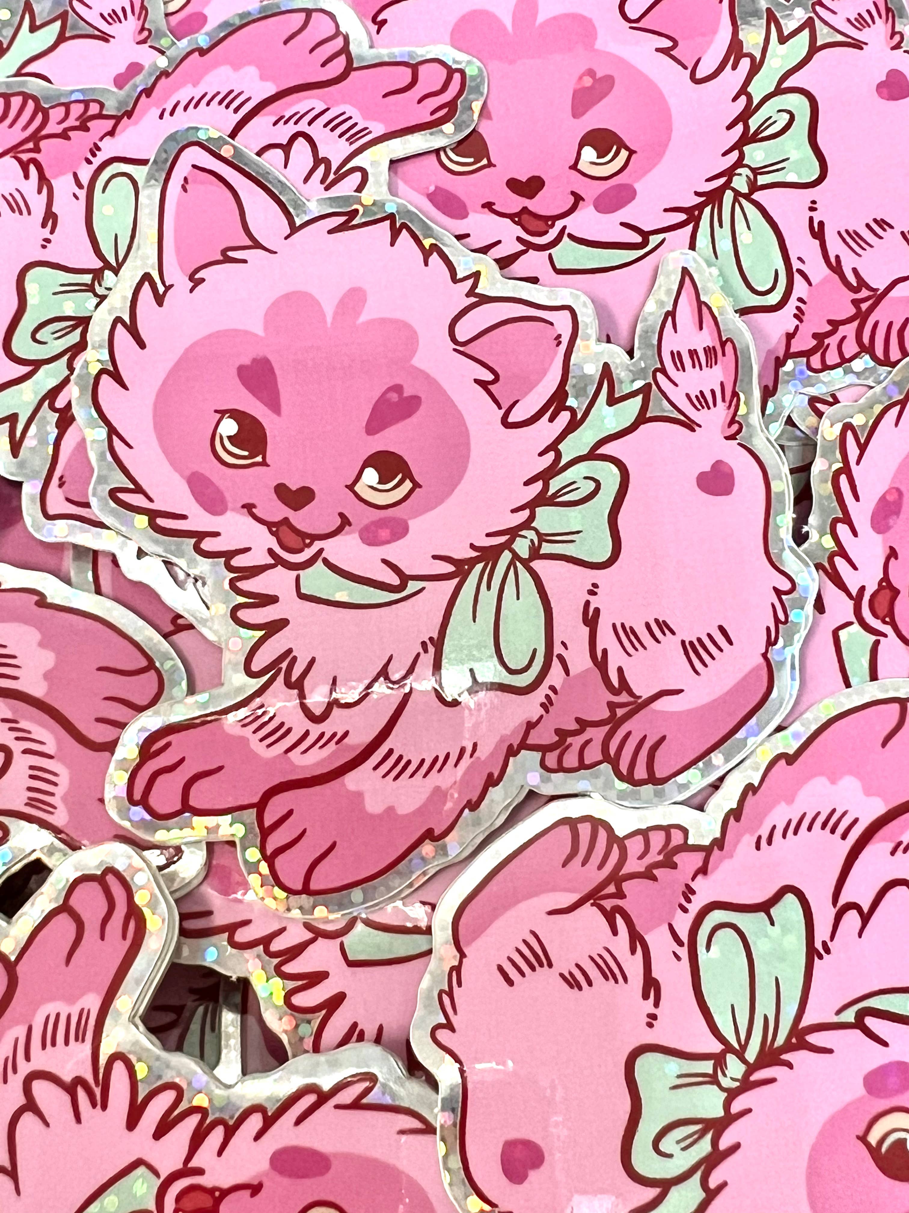 Vintage Valentine Kitten Sticker - 0