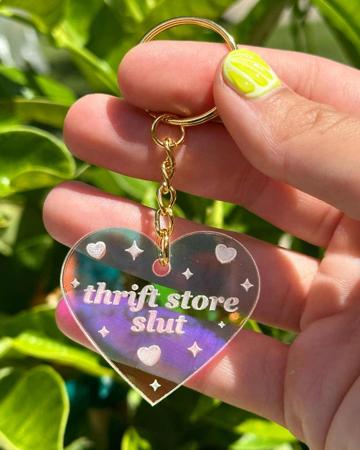 Thrift Store Slut Iridescent Acrylic Keychain