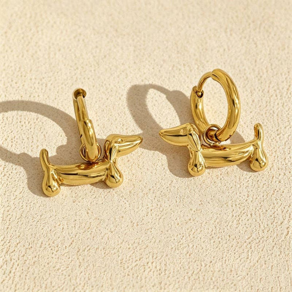Playful Dachshund Hoop Earrings