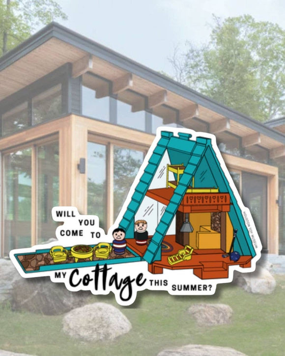 Little People Gay Hockey Cottage Sticker