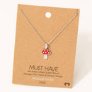 Mini Red Mushroom Pendant Dainty Necklace-1