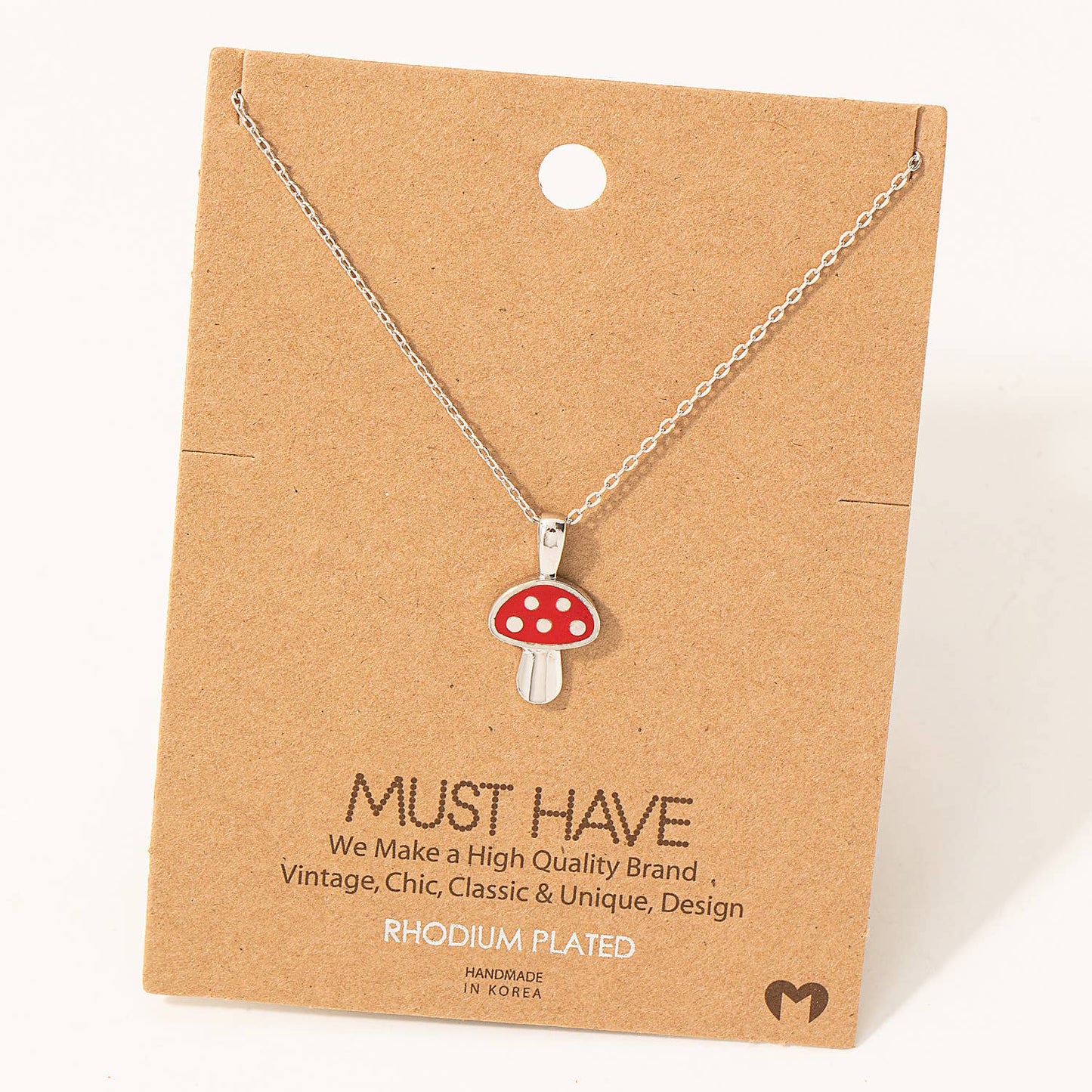 Mini Red Mushroom Pendant Dainty Necklace