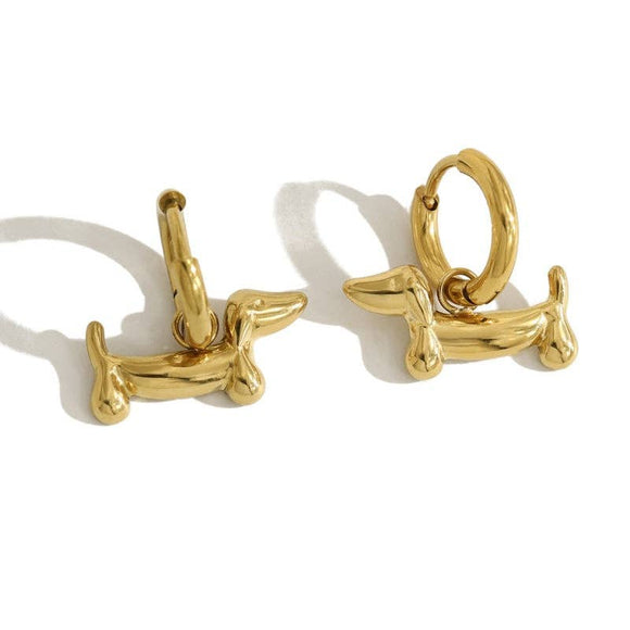 Playful Dachshund Hoop Earrings