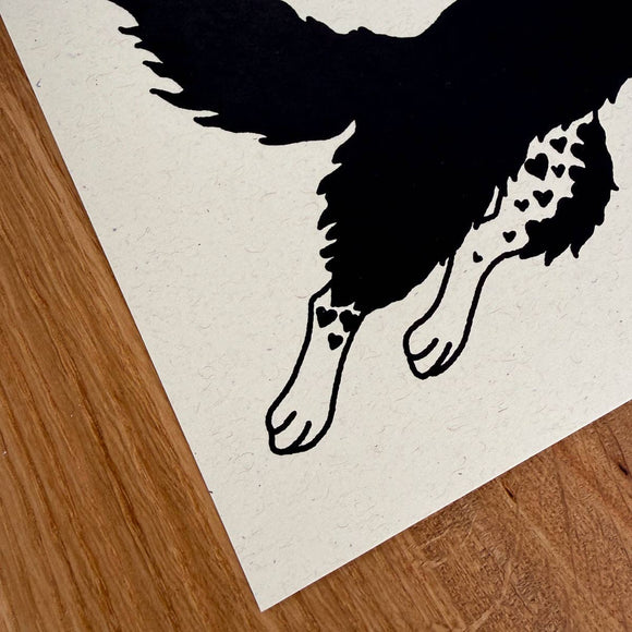 Border Collie Hearts Silkscreen Print