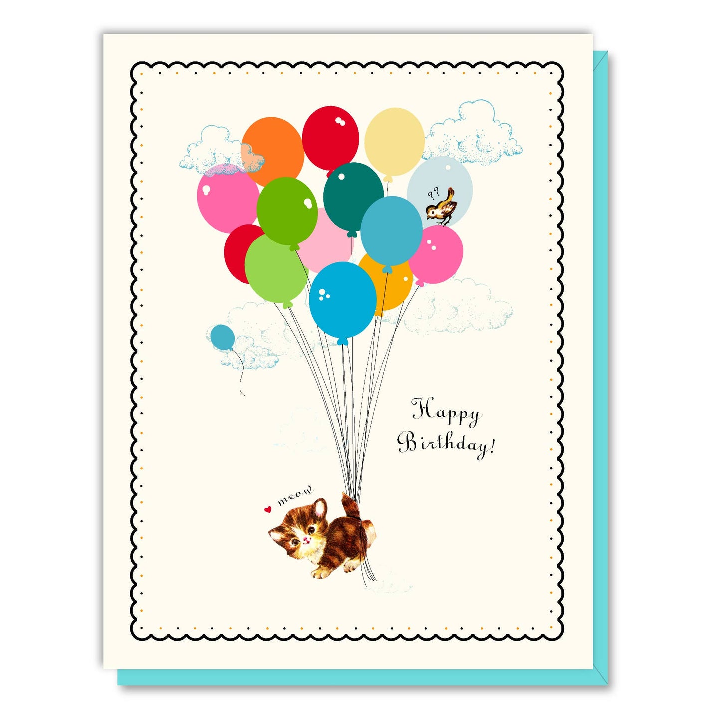 Balloon Kitten Birthday Card