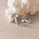 Dainty Blue Ginkgo Leaf Hook Earrings-3
