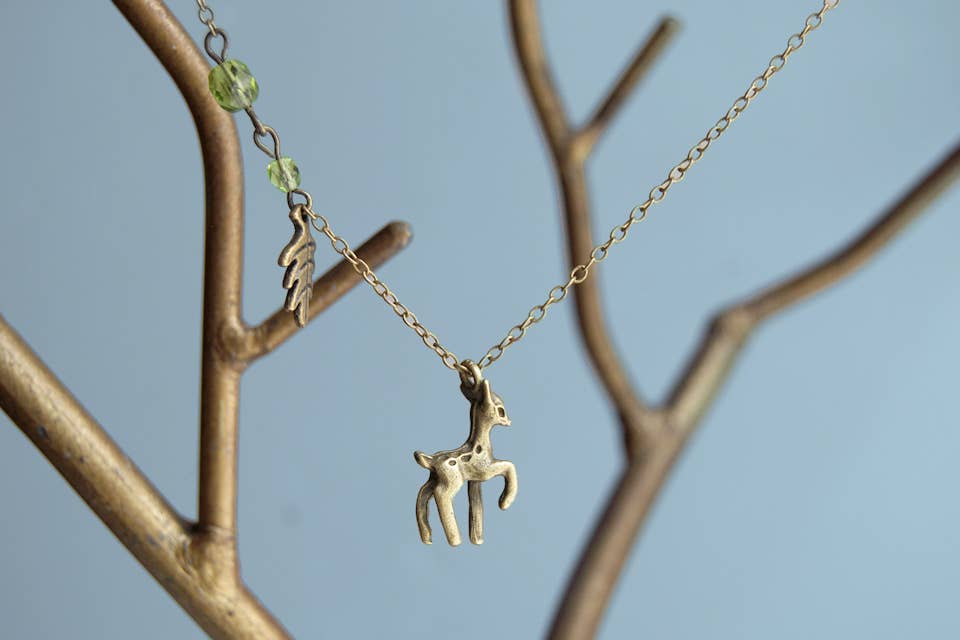 Little Brass Deer Necklace