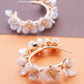 Pearly Flower Hoop Earrings