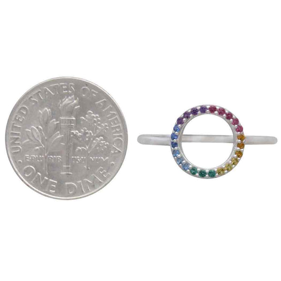 Rainbow Gem Sterling Silver Ring