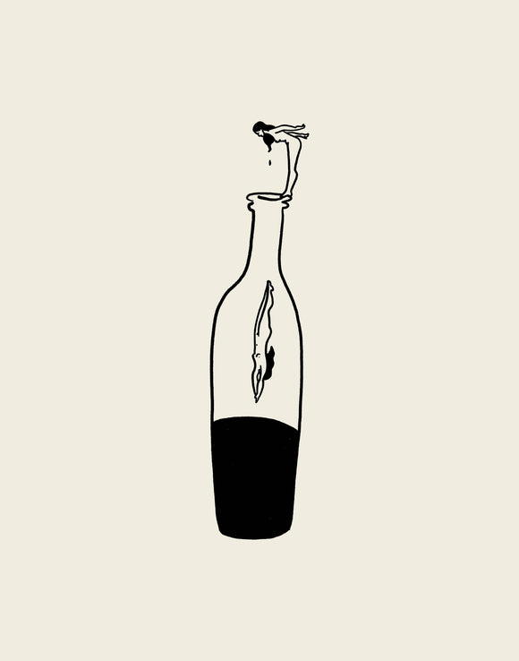 "Wine Dive" Minimal Modern Art Print