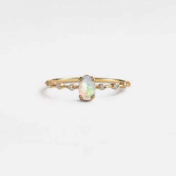 Dainty Opal Cabochon Ring