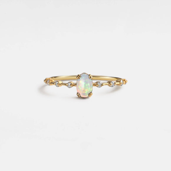 Dainty Opal Cabochon Ring