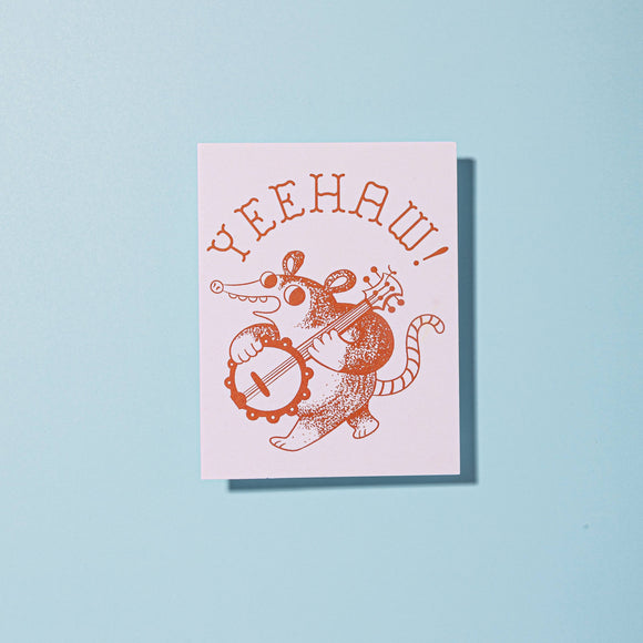Yeehaw Banjo Possum Card