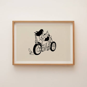 "Biker Chick" Minimal Moto Art Print