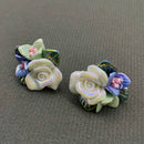 Ceramic Flower Stud Earrings-1