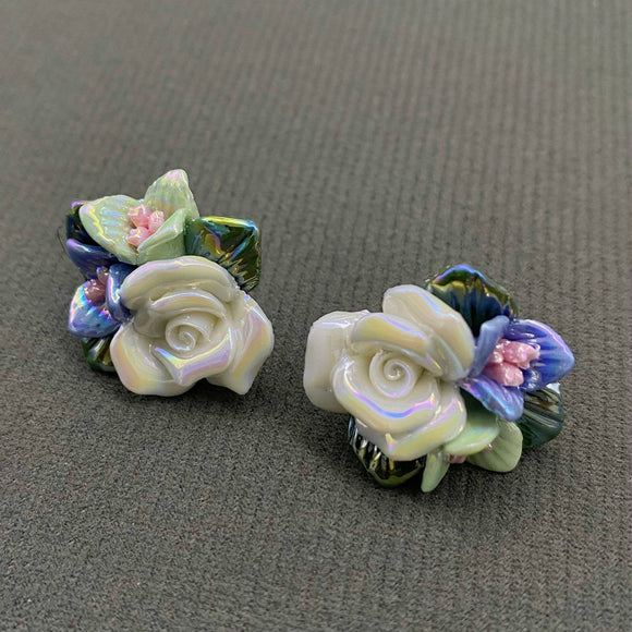 Ceramic Flower Stud Earrings