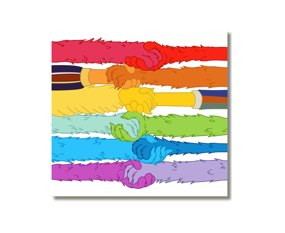 Fuzzy Rainbow Arms Sticker