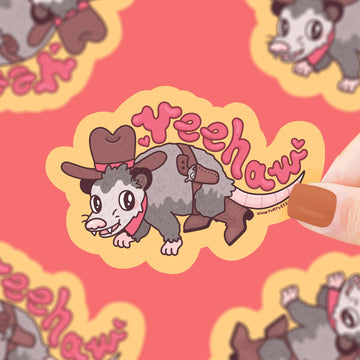 Yeehaw Opossum Sticker