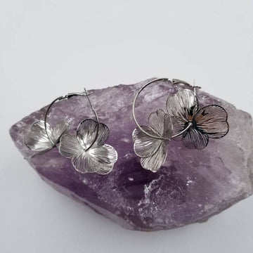 Flower Hoop Earrings - 0