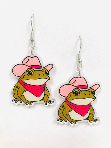 Cowboy Hat Frog Earrings