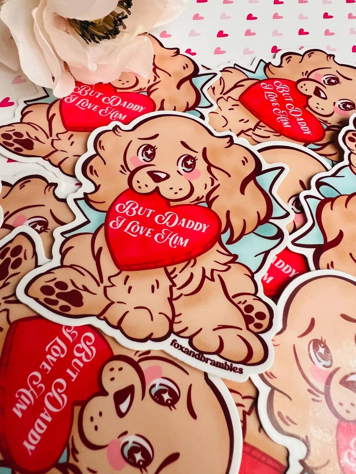 I Love Him Daddy Puppy Valentine Sticker
