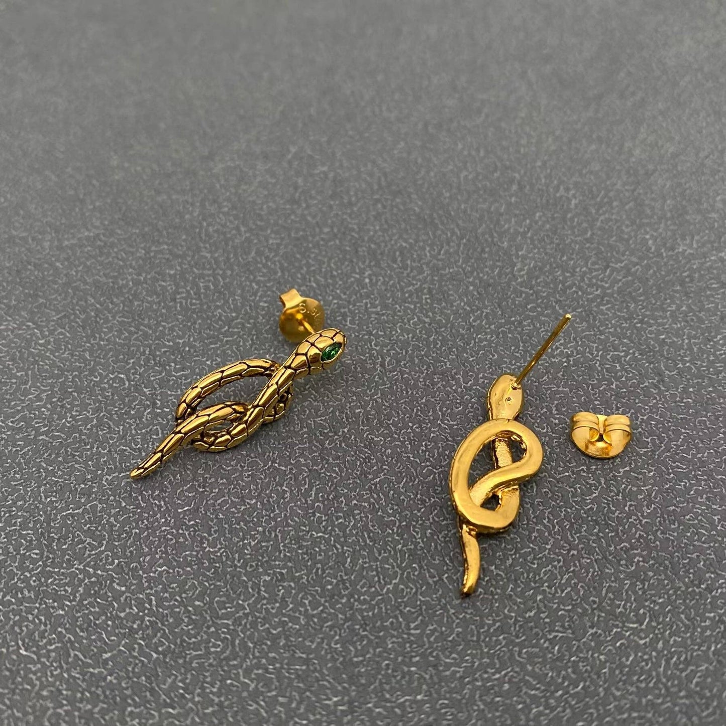 Green Jewel Snake Post Earrings