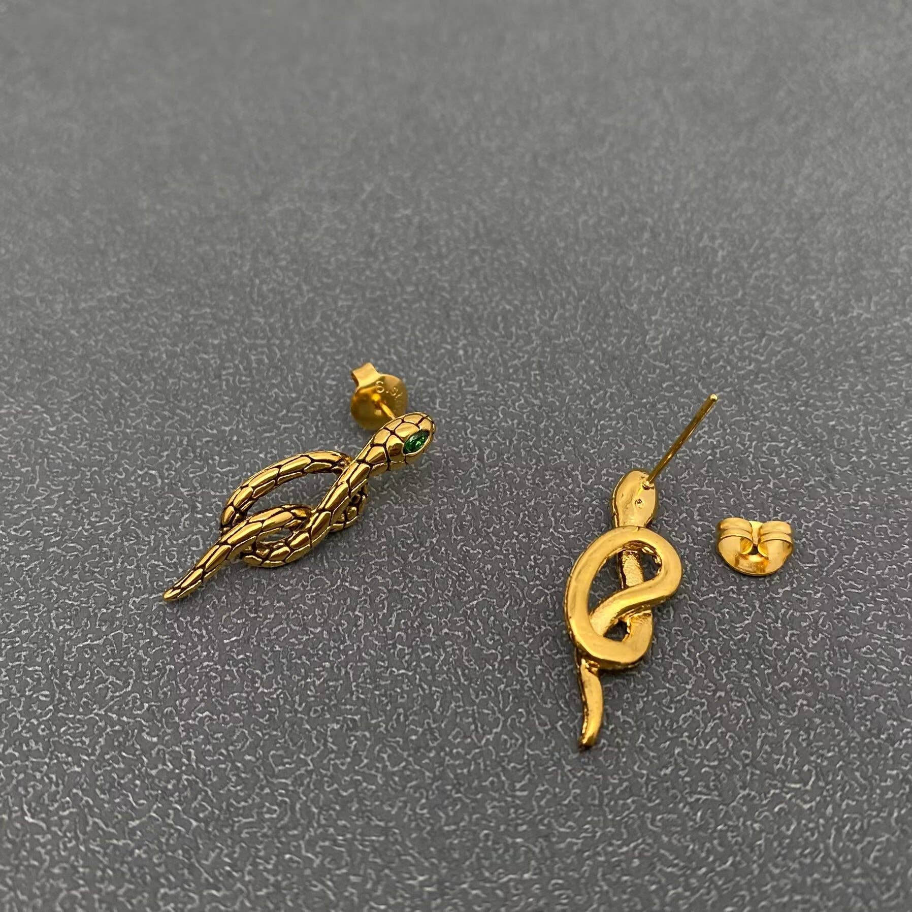 Green Jewel Snake Post Earrings