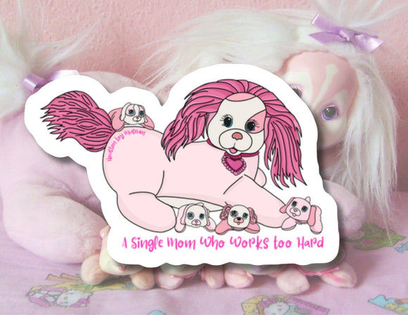 Puppy Surprise Single Mom Sticker