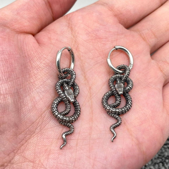 Coiled Python Huggie Earrings
