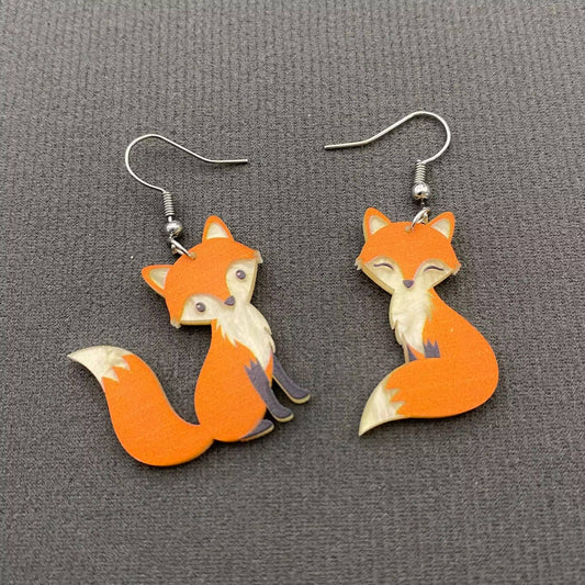 Orange Fox Earrings